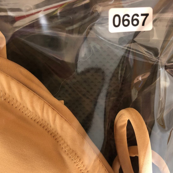 SKIMS Recycled Swim Top Long Sleeve Bikini Off Shoulder Ochre Tan NWT Size Small - Picture 8 of 8